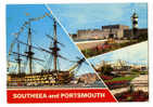 {69397} Angleterre Southsea And Portsmouth , Multivues ; Castle Gardens , Sunken Gardens , H M S Victory ; Bateau , - Portsmouth