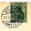 TABAC / PERFORATION C H  SUR GERMANIA / ALLEMAGNE SEEBACH 1915 - Tobacco