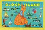 Block Island Map, Rhode Island.  1960-70s Chrome. - Other & Unclassified