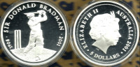 AUSTRALIA  $5 DOLLARS BRADMAN CRICKET SPORT  FRONT QEII HEAD BACK  2001  AG SILVER PROOF READ DESCRIPTION CAREFULLY !! - Otros & Sin Clasificación