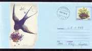 Swallow - Stationery Cover From Romania 1999 - Violets Snowdrops - Hirondelle Violette Perce-neige - Zwaluwen
