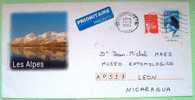 France 2004 Pre-paid Letter Mont Blanc Sent To Nicaragua - Mountain Snow Alps Lake Panorama Landscape - Storia Postale