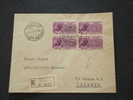 TRIESTE A - BUSTA RACC.TA VIAGGIATA -1954 REDDITO L. 25 IN QUARTINA. - Storia Postale