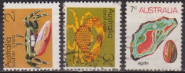 Faune, Minéraux - AUSTRALIE - Crabe, Agate, Saphir - N° 500-501-504 - 1970 - Used Stamps