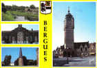 Carte Postale 59. Bergues  Le Beffroi Et Son Blason Trés Beau Plan - Bergues