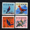 Ecuador 1958-59 Sin Goma Yv644-47 Cardenal, Gallo De Roca, Mirlo, Perico. - Pappagalli & Tropicali