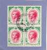 MONACO TIMBRE N° 547 OBLITERE PRINCE RAINIER III 50C VERT BLEU ET LILAS ROSE BLOX DE 4 - Used Stamps