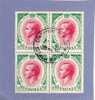 MONACO TIMBRE N° 547 OBLITERE PRINCE RAINIER III 50C VERT BLEU ET LILAS ROSE BLOX DE 4 - Usados