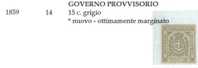 Antichi Stati:  Ducato Di Modena Governo Provvisorio - Anno 1859 - N° 14 - 15 Cent. Grigio - Nuovo Ottimamente Marginato - Modène