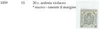 Antichi: Ducato Di Modena Governo Provvisorio - Anno 1859 - N° 15 - 20 Cent. Ardesia Violaceo - Nuovo - Margine A Filo - Modène