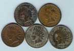 USA 5 Different Indian Head Cent 1902 1903 1905 1906 1907 See Images - 1859-1909: Indian Head