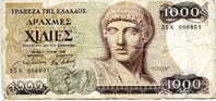 X CIRCOLATA BANCONOTA GRECIA GRECEE 1000 DRACHMAI - Griekenland