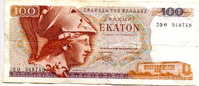 X CIRCOLATA BANCONOTA GRECIA GRECEE 100 DRACHMAI - Greece