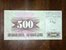 Bosnia And Herzegovina,Banknote,Paper Money,Geld,500 Dinars,Civil War,1992 - Bosnië En Herzegovina