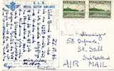 Newfoundland-Switzerland  K.L.M.  Colored Photographic Postcard With Pair Postage Stamps 1946 - 1908-1947