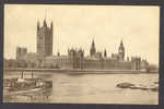 United Kingdom PPC England London - Houses Of Parliament Thames & Paddle Steamers Lesco Series Old Mint Postcard - River Thames