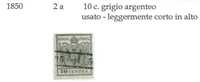 Filatelia - Antichi Stati - LOMBARDO VENETO - N° 2a - 10 Cent. Grigio Argenteo - Usato - Leggermente Corto In Alto - Lombardo-Venetien