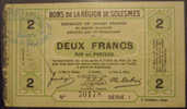 Solesmes 59 2 Francs Pirot 59-2330 TTB R - Bons & Nécessité