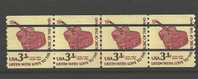 US Scott 1613a Precanceled - Line Strip Of 4 - Guitar - 3.1 Cent - Mint Never Hinged - Coils & Coil Singles