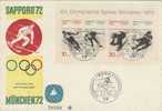 Germany-1972 Sapporo Olympic Games Souvenir Sheet,Skier,FDC - Hiver 1972: Sapporo