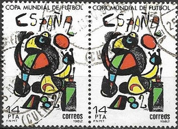 SPAIN 1982 World Cup Football Championship, Spain - 14p Publicity Poster By Joan Miro FU PAIR - Usati