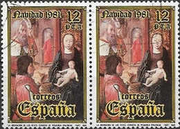 SPAIN 1981 Christmas - 12p Adoration Of The Kings (from Cervera De Pisuerga) FU PAIR - Usati