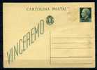 ITALY  IMPERO   14-08-1942 Intero Postale Serie Imperiale  15 Cent Verde  Additional Stamp Removed - Marcofilía