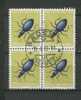 Yvert 584 Oblitéré Bloc De 4 Insecte Carabe - Unused Stamps
