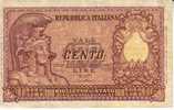 ITALY 100 LIRE BROWN  WOMAN  FRONT MOTIF BACK DATED 31-12-1951 P.92  READ DESCRIPTION !! - 100 Lire