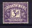 Great Britain - 1937 - 3d Postage Due - MH - Tasse