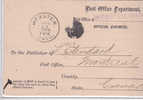 CP De Service En FRANCHISE Obl.dupl.WEBSTER/MASS.13 JUL.1889 V.MONTREAL(CANADA). TB - Lettres & Documents