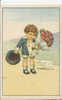 BERTIGLIA A. ITALIAN ART DECO, Children Cute Little Boy With Bunch Of Roses & Letter,  EX Cond. PC, Mailed - Bertiglia, A.