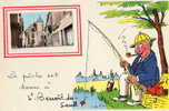 SAINT BENOIT DU SAULT (36) Carte Fantaisie Souvenir Pecheur - Sonstige & Ohne Zuordnung