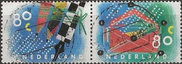 NETHERLANDS 1993 Letter Writing Campaign - 80c X 2 Envelope & Pen & Pencils FU PAIR - Used Stamps