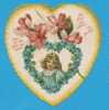 VICTORIAN VALENTINE CARD, 19th C, Lovely Girl's Portrait In Heart Shaped Flower Frame, Embossed, Litho EX Cond. Card - Valentine's Day
