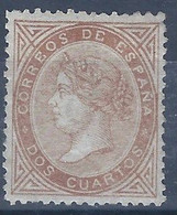 ES087-L1539.España.Spain .Espagne.ISABEL    Ll. 1867.(Ed 87*) Con Charnela.CENTRADO DE LUJO.Marq. - Nuovi