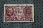 BILLET DE BANQUE DE LA BANK  BANCA ITALIA ITALIE   DE 5 LIRE  THEME  8 OTT 1947 SURCHARGE - Andere & Zonder Classificatie