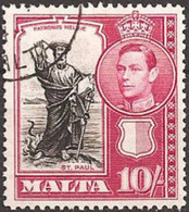 MALTA..1938..Michel # 190...used...MiCV - 20 Euro. - Malte (...-1964)