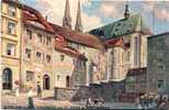 Görlitz Color Oilette Künstlerkarte St Peter & Paul Kirche Mit Beschreibung Belebt TOP-Erhaltung Ungelaufen - Görlitz