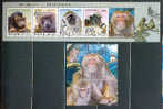 N)2004,KOREA,MONKEYS,MNH,S/SHEET,SHEET OF 5 STAMPS - Chimpanzés