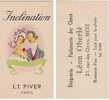 INCLINATION - L.T. PIVER - PARIS - CARTE PARFUMEE - PERFUME CARD - Anciennes (jusque 1960)