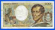 BILLET  DE DEUX CENTS  FRANCS. 200 F. ( MONTESQUIEU ).  1985  /  K . 036.   / ETAT .T . T . B . VOIR SCAN - 200 F 1981-1994 ''Montesquieu''