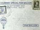 16/913   COURRIER SPECIAL PAR BALLON1953 + VIGNETTE BLEU - Briefe U. Dokumente