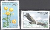 Andorre Français 1992 Michel 441 - 442 Neuf ** Cote (2008) 3.80 Euro Bouton D'or - Vautour - Neufs