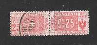 REGNO D'ITALIA - 1914-22 - Pacchi Postali - Valore Usato Da 25 C. Rosso (nodi Di Savoia) - In Buone Condizioni. - Paketmarken