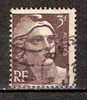 Timbre France Y&T N° 715 (02) Obl.  Marianne De Gandon.  3 F. Brun Foncé. Cote 0,15 € - 1945-54 Maríanne De Gandon