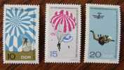 1966 DDR EAST GERMANY MNH SET PARACHUTTING WORLD CHAMPIONSHIP IN LEIPZIG PARACHUTING - Parachutespringen