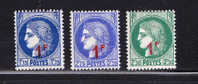 T)1940-41 FRANCE SET(3),SCN 397-399,SURCHRAGED IN CARMINE,PERF.14X13 1/2,SCN 397 MINT,398,399 MNH. - Autres & Non Classés