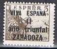 Viñeta ZARAGOZA Sobrecarga II Año Triunfal. Guerra Civil - Spanish Civil War Labels