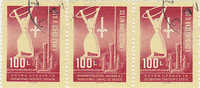 Trieste-1948  1st Of May Used Strip - Afgestempeld